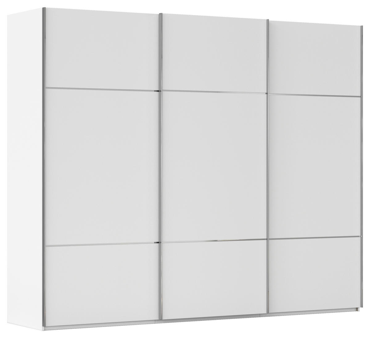 SCHWEBETÜRENSCHRANK 301/223/68 cm 3-türig Weiß  - Chromfarben/Weiß, KONVENTIONELL, Holzwerkstoff/Metall (301/223/68cm) - Novel