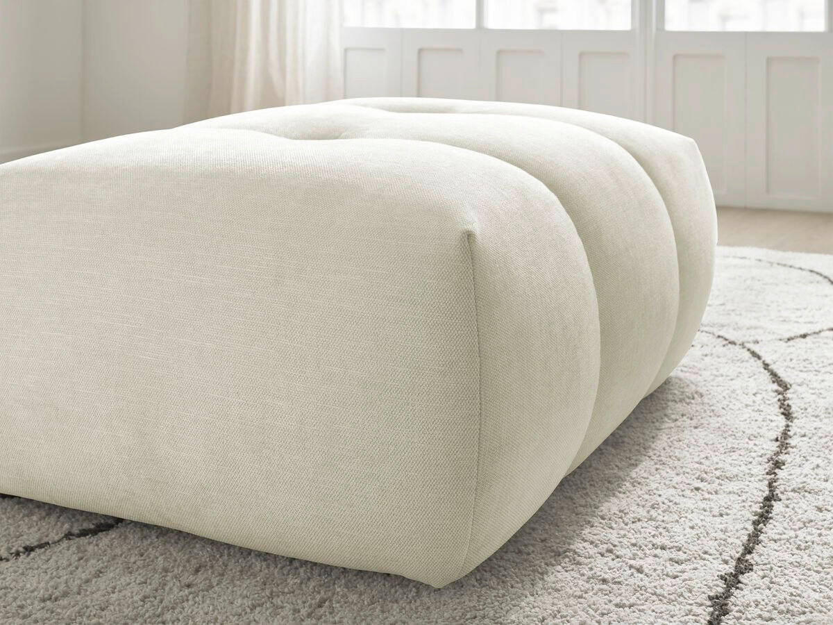 HOCKER FUJI  Leinenoptik Beige  - Beige/Schwarz, MODERN, Kunststoff/Textil (112/44/80cm)