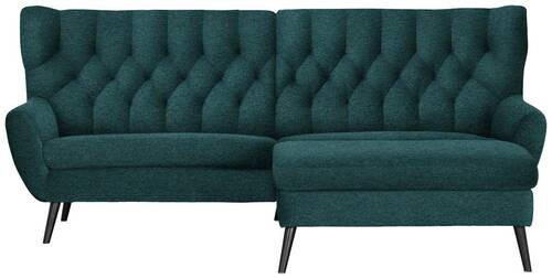 ECKSOFA in Flachgewebe Petrol  - Petrol/Schwarz, Design, Holz/Textil (237/165cm) - Stylife