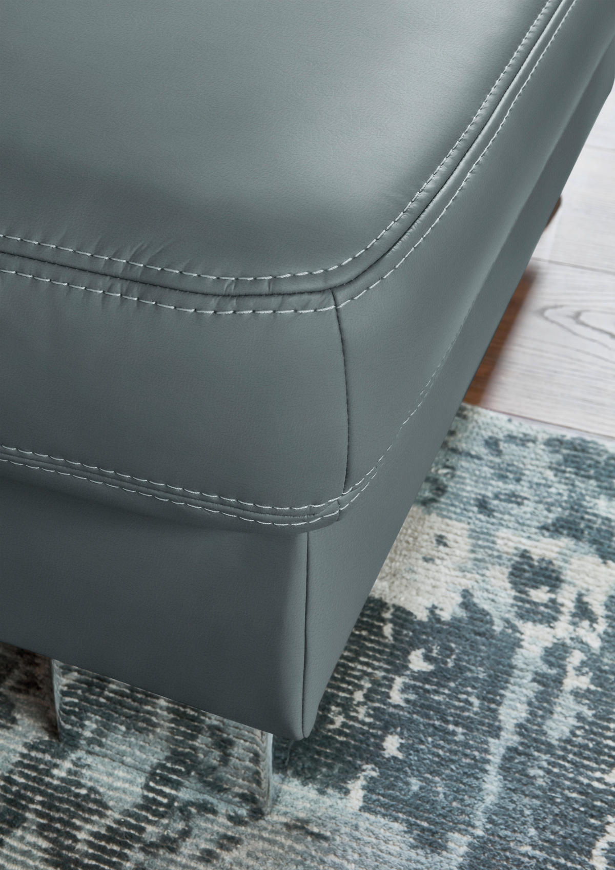 ECKSOFA  in Echtleder Blaugrau  248/235 cm  - Blaugrau/Alufarben, Design, Leder/Metall (248/235cm) - Beldomo Premium