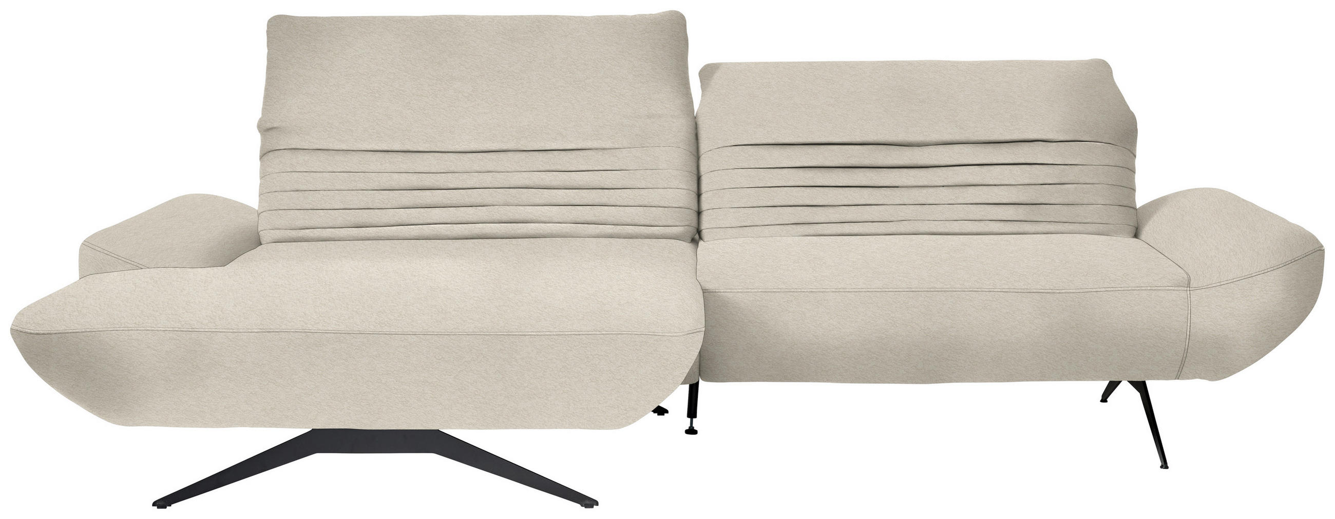 ECKSOFA  in Teddystoff Creme  170-195/280 cm  - Creme/Schwarz, Design, Textil/Metall (170-195/280cm) - Dieter Knoll