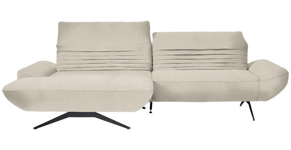 ECKSOFA  in Teddystoff Creme  170-195/280 cm  - Creme/Schwarz, Design, Textil/Metall (170-195/280cm) - Dieter Knoll