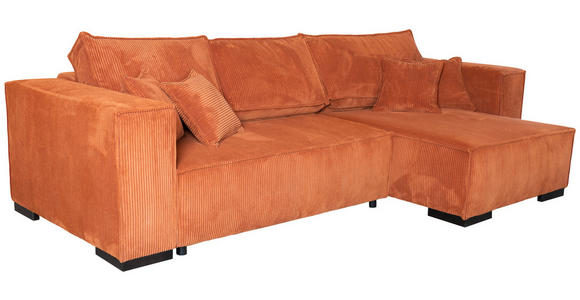 ECKSOFA in Cord Terracotta - Terracotta/Braun, KONVENTIONELL, Holz/Textil (230/190cm) - Carryhome
