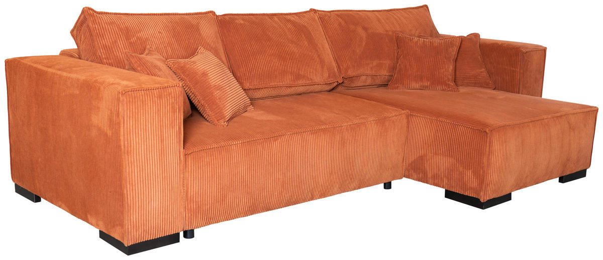 ECKSOFA in Cord Terracotta  - Terracotta/Braun, KONVENTIONELL, Holz/Textil (230/190cm) - Carryhome