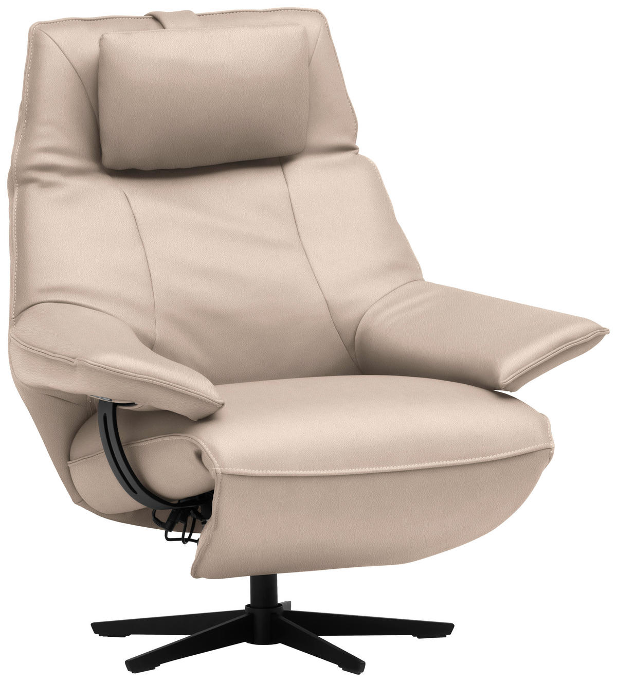 RELAXSESSEL in Leder Creme  - Creme/Schwarz, Design, Leder/Metall (92/79/82cm) - Dieter Knoll