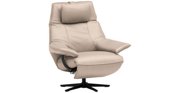 RELAXSESSEL in Leder Creme  - Creme/Schwarz, Design, Leder/Metall (92/79/82cm) - Dieter Knoll