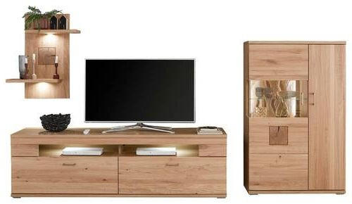 WOHNWAND  in Alteiche 317,1/171/50,2 cm  - Alteiche/Silberfarben, Konventionell, Glas/Holz (317,1/171/50,2cm) - Livetastic