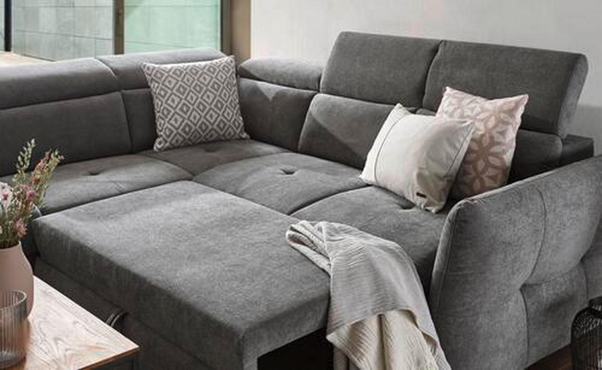 ECKSOFA in Webstoff Braun  224/254 cm  - Schwarz/Braun, Design, Kunststoff/Textil (224/254cm) - Stylife