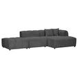 ECKSOFA Dunkelgrau Cord Zierkissen, Rücken echt  - Dunkelgrau/Schwarz, KONVENTIONELL, Kunststoff/Textil (313/162cm) - Carryhome