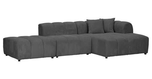 ECKSOFA Dunkelgrau Cord Zierkissen, Rücken echt  - Dunkelgrau/Schwarz, KONVENTIONELL, Kunststoff/Textil (313/162cm) - Carryhome