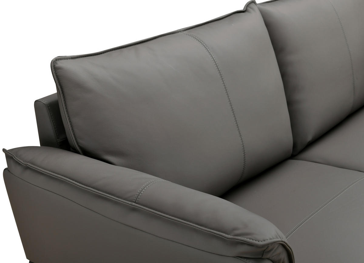 2-SITZER-SOFA Dunkelgrau Echtleder Lederlook  - Dunkelgrau/Schwarz, Design, Leder/Holz (195/87/90cm) - MID.YOU