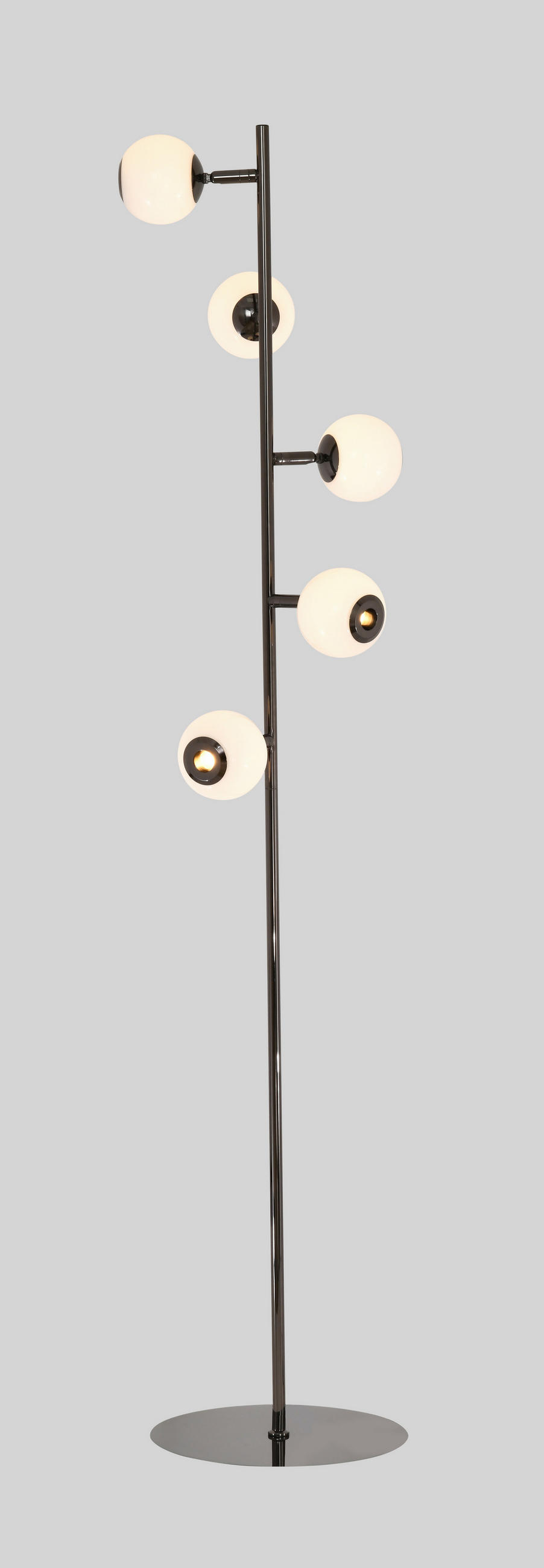 LED-STEHLEUCHTE Luberon 32,5/151/32,5 cm  - Schwarzchrom, Design, Glas/Kunststoff (32,5/151/32,5cm)