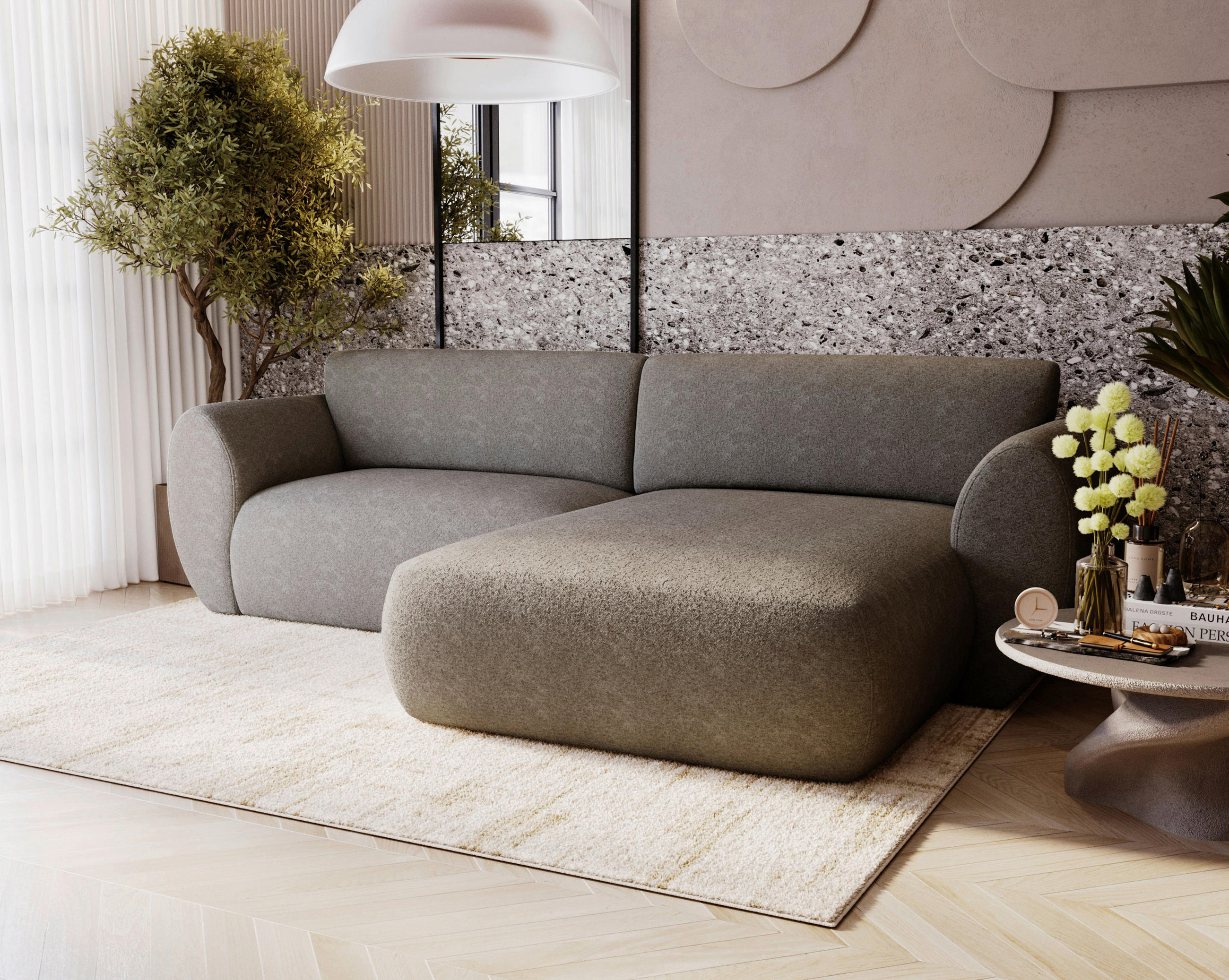 ECKSOFA Chenille Beige  - Beige/Creme, Design, Kunststoff/Textil (288/170cm) - Livetastic