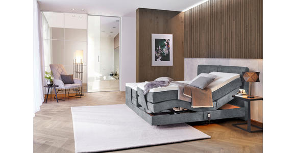 BOXSPRINGBETT 180/200 cm  in Dunkelgrau  - Dunkelgrau/Schwarz, Design, Kunststoff/Textil (180/200cm) - Hom`in