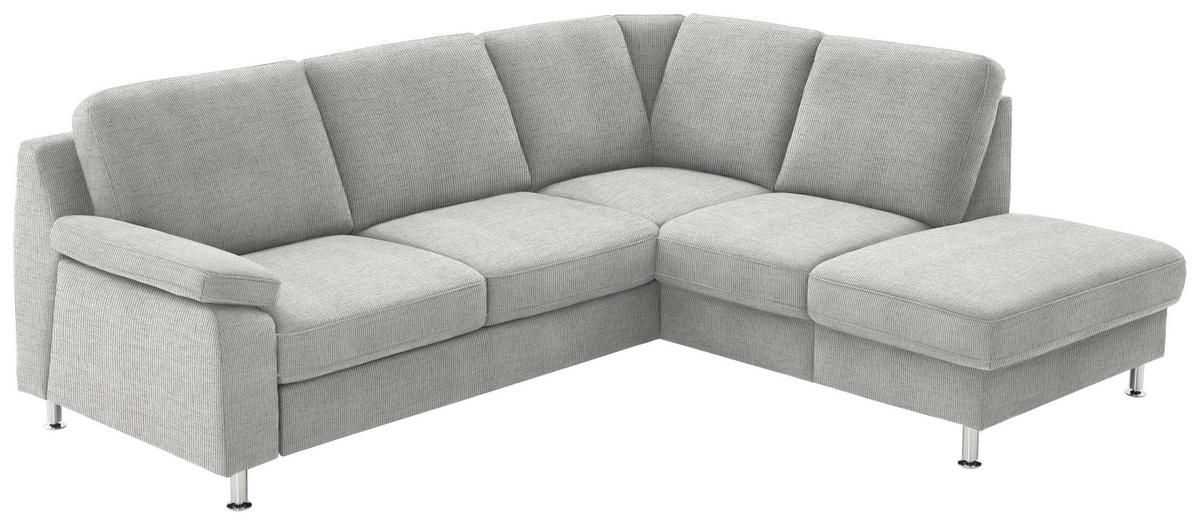 ECKSOFA in Webstoff Creme  - Creme/Alufarben, Konventionell, Textil/Metall (241/200cm) - Beldomo System