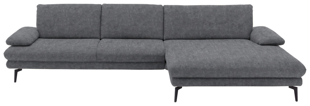 ECKSOFA in Velours Silberfarben  - Silberfarben/Schwarz, Design, Textil/Metall (310/180cm) - Dieter Knoll