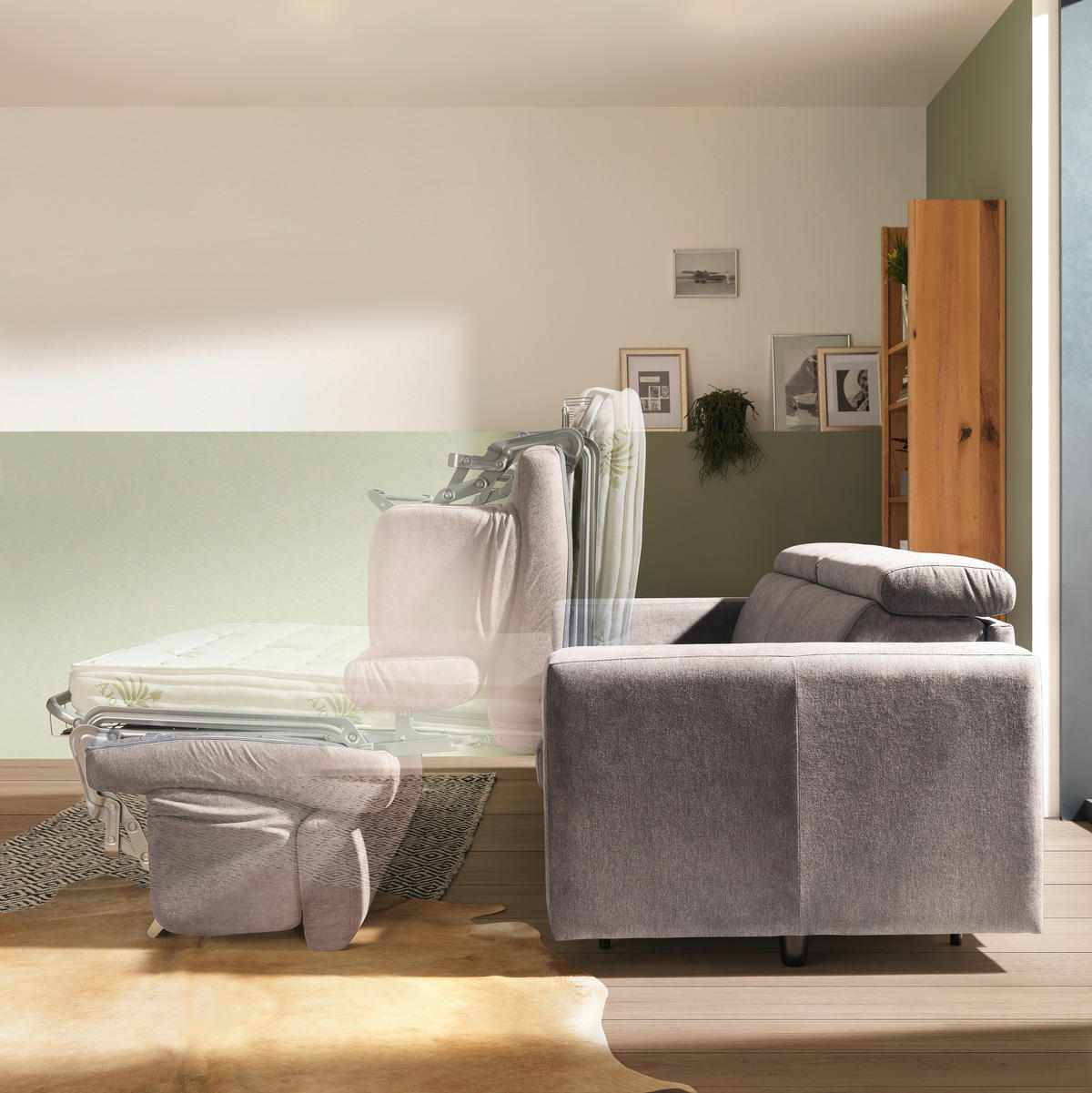 ROZKLÁDACÍ POHOVKA S MATRACÍ, textil, kašmírová - černá/kašmírová, Konvenční, textil/plast (206/83-100/100cm) - Novel