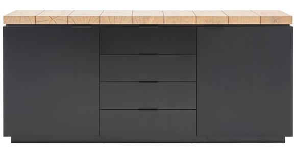 SIDEBOARD 180/80/40 cm  - Schwarz/Eiche Artisan, KONVENTIONELL, Holzwerkstoff/Metall (180/80/40cm) - Xora