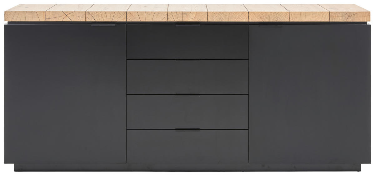 SIDEBOARD  in 180/80/40 cm  - Schwarz/Eiche Artisan, KONVENTIONELL, Holzwerkstoff/Metall (180/80/40cm) - Xora