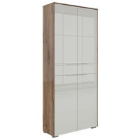 AKTENSCHRANK Hellgrau, Eiche dunkel  - Eiche dunkel/Hellgrau, KONVENTIONELL, Glas/Holzwerkstoff (81/199/37cm) - Voleo