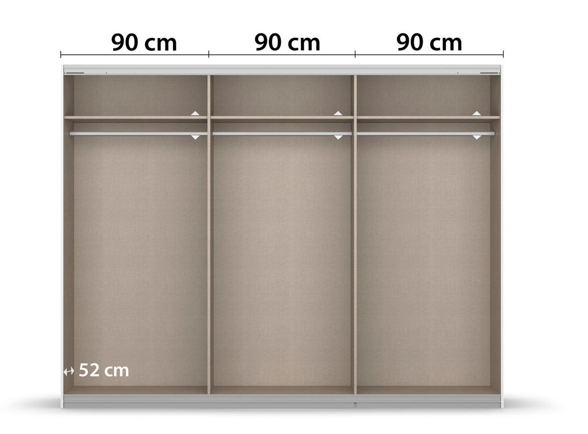GARDEROB MED SKJUTDÖRRAR 271/210/62 cm 2-dörrar - ek Artisan/antracit, Klassisk, metall/trämaterial (271/210/62cm) - Rauch Möbel