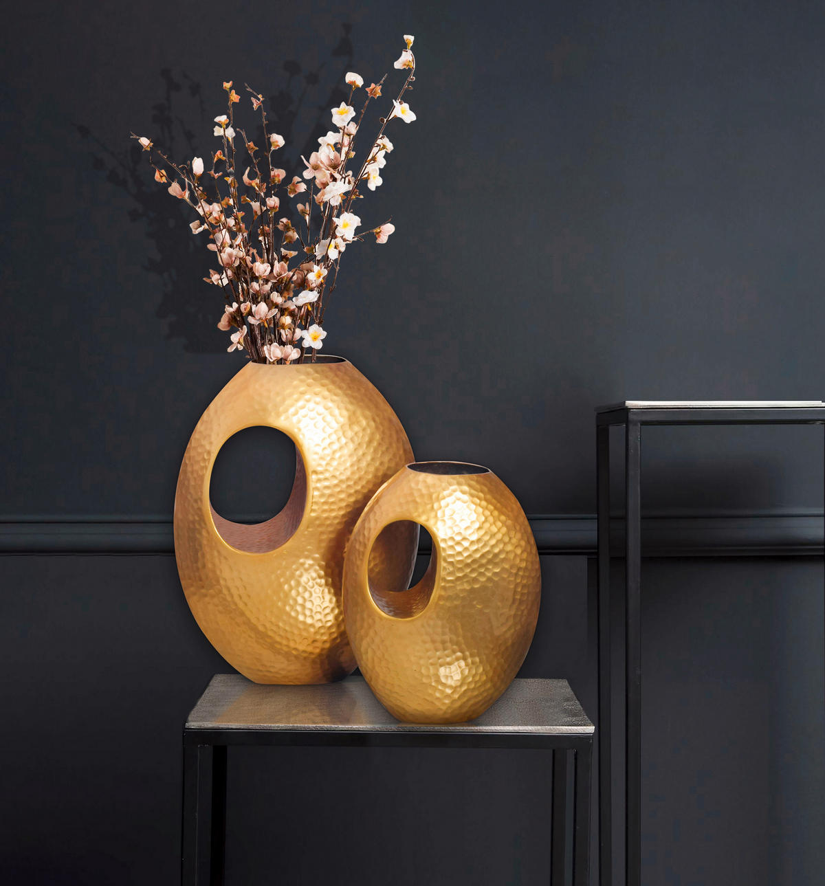 VASE 39 / 31 cm  - Goldfarben, Design, Metall (29/39/16,5cm) - Livetastic