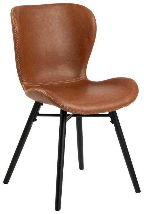 STUHL  in Lederlook  - Creme/Schwarz, Lifestyle, Holz/Textil (47/82,5/56cm) - Ambia Home