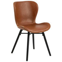 STUHL  in Lederlook  - Creme/Schwarz, Lifestyle, Holz/Textil (47/82,5/56cm) - Ambia Home