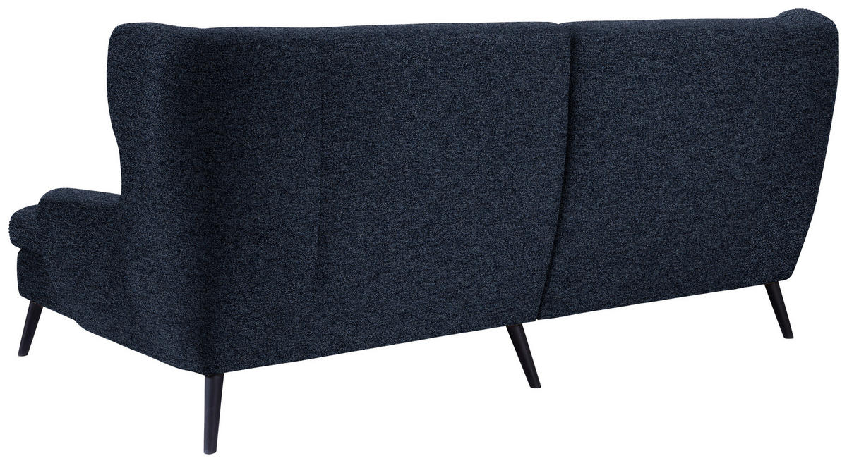 ECKSOFA in Flachgewebe Dunkelblau  - Schwarz/Dunkelblau, Design, Holz/Textil (237/165cm) - Stylife