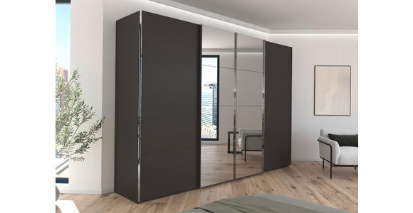 SCHWEBETÜRENSCHRANK 316/235/68 cm 4-türig Graphitfarben  - Chromfarben/Graphitfarben, Design, Holzwerkstoff/Metall (316/235/68cm) - Novel