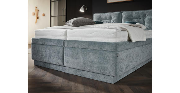 POLSTERBETT Bettkasten, Lattenroste, Matratzen 180/200 cm  in Blaugrau  - Blaugrau/Weiß, KONVENTIONELL, Holz/Textil (180/200cm) - Dieter Knoll