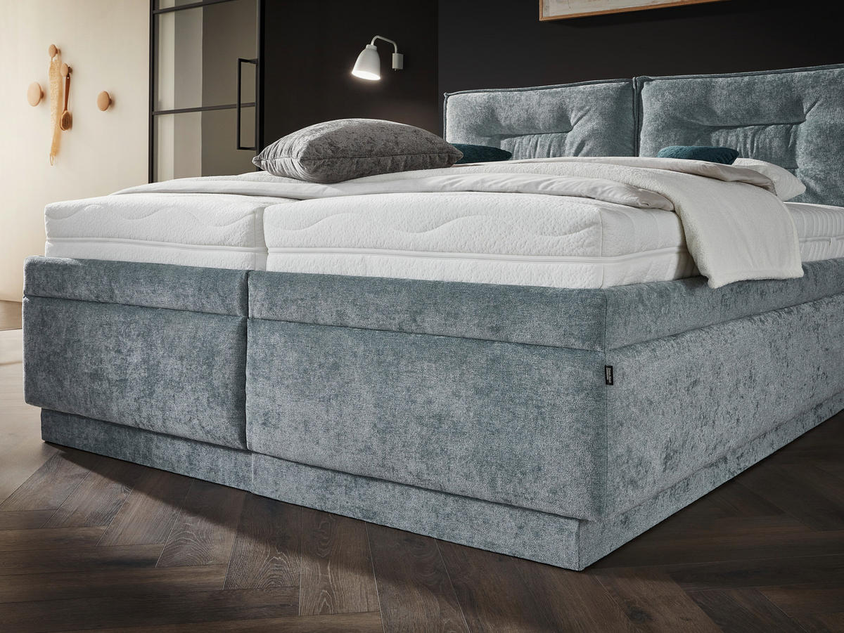 POLSTERBETT Bettkasten, Lattenroste, Matratzen 180/200 cm  in Blaugrau  - Blaugrau/Weiß, KONVENTIONELL, Holz/Textil (180/200cm) - Dieter Knoll