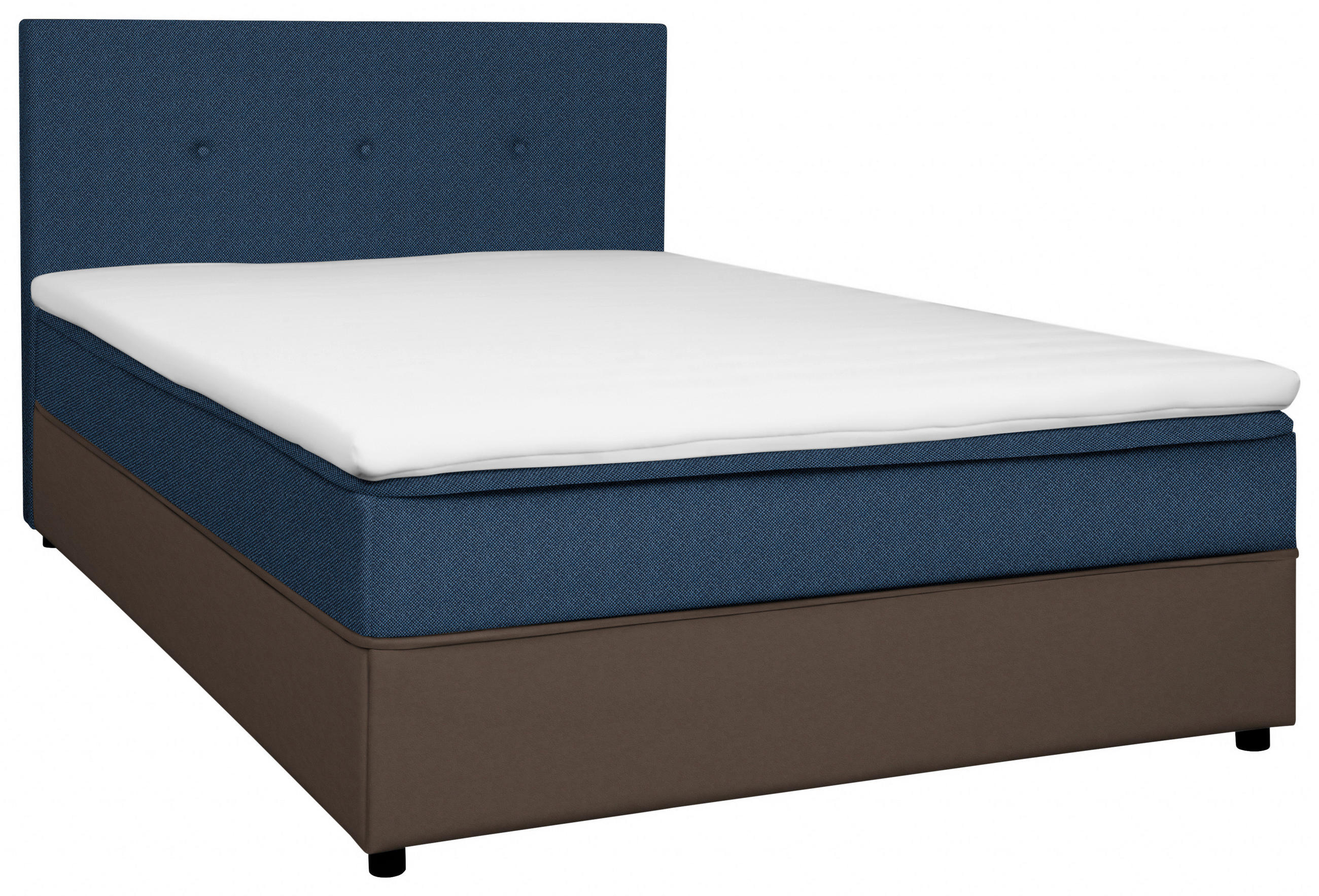 BOXBETT 180/200 cm,  in Blau, Grau, Matratze, gepolstertes Kopfteil, Topper, H2 = mittel  - Blau/Schwarz, KONVENTIONELL, Holz/Textil (180/200cm) - Boxxx