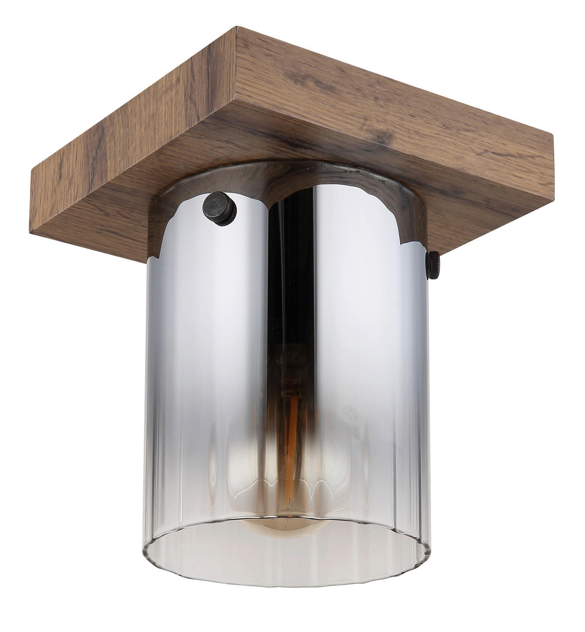 STROPNA SVETILKA UNDERWOOD 16/16/18 cm   - temno rjava, Natur, steklo/leseni material (16/16/18cm) - Globo