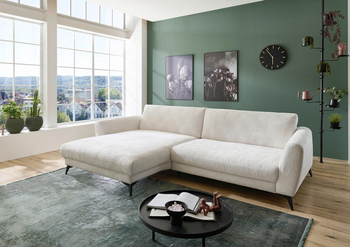 ECKSOFA Naturfarben Chenille  - Schwarz/Naturfarben, Design, Textil/Metall (194/288cm) - Niels Andersson