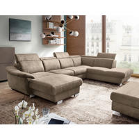 WOHNLANDSCHAFT Taupe Mikrofaser  - Taupe/Chromfarben, Design, Textil/Metall (238/347/273cm) - Livetastic