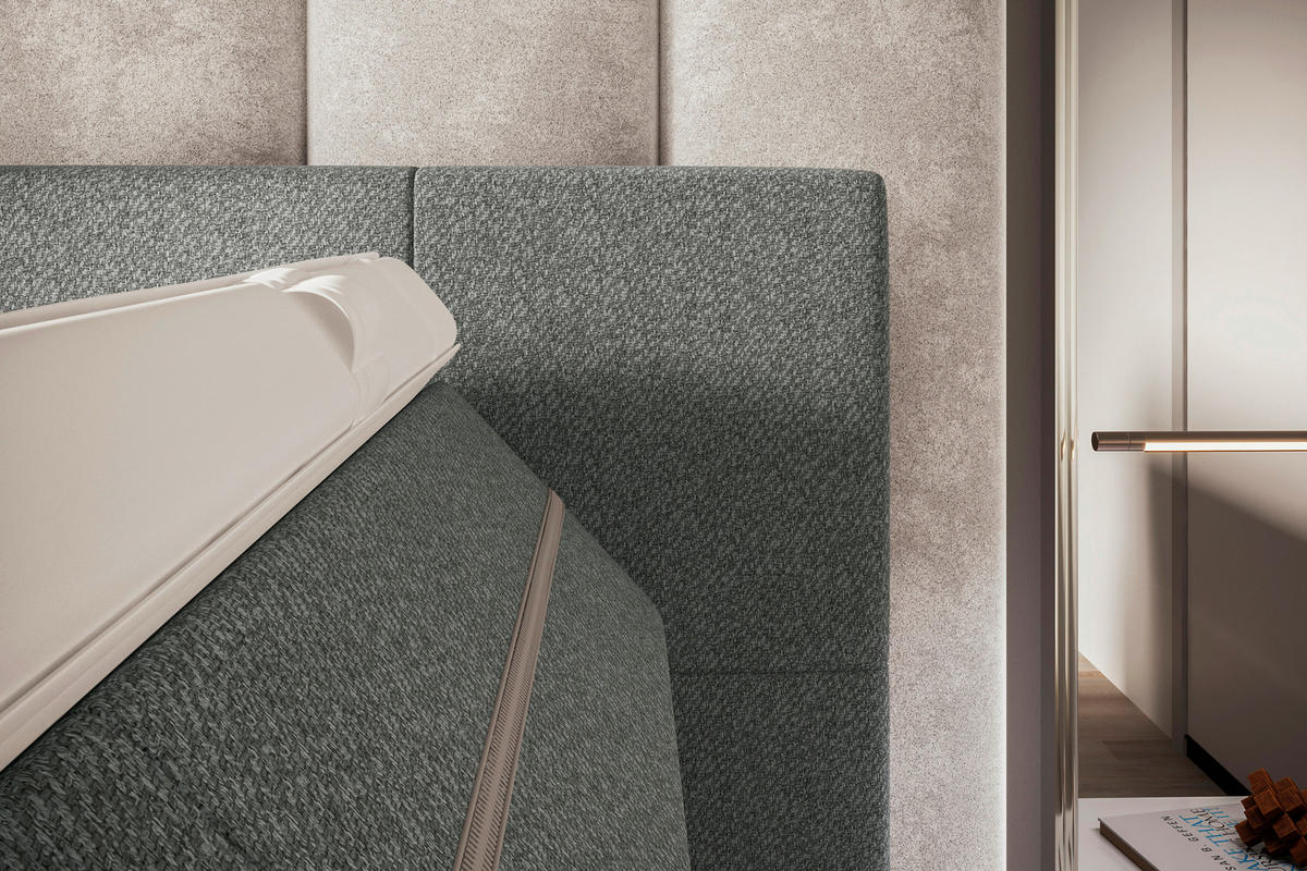 BOXBETT 120/200 cm  in Grau  - Grau, KONVENTIONELL, Kunststoff/Textil (120/200cm) - Boxxx