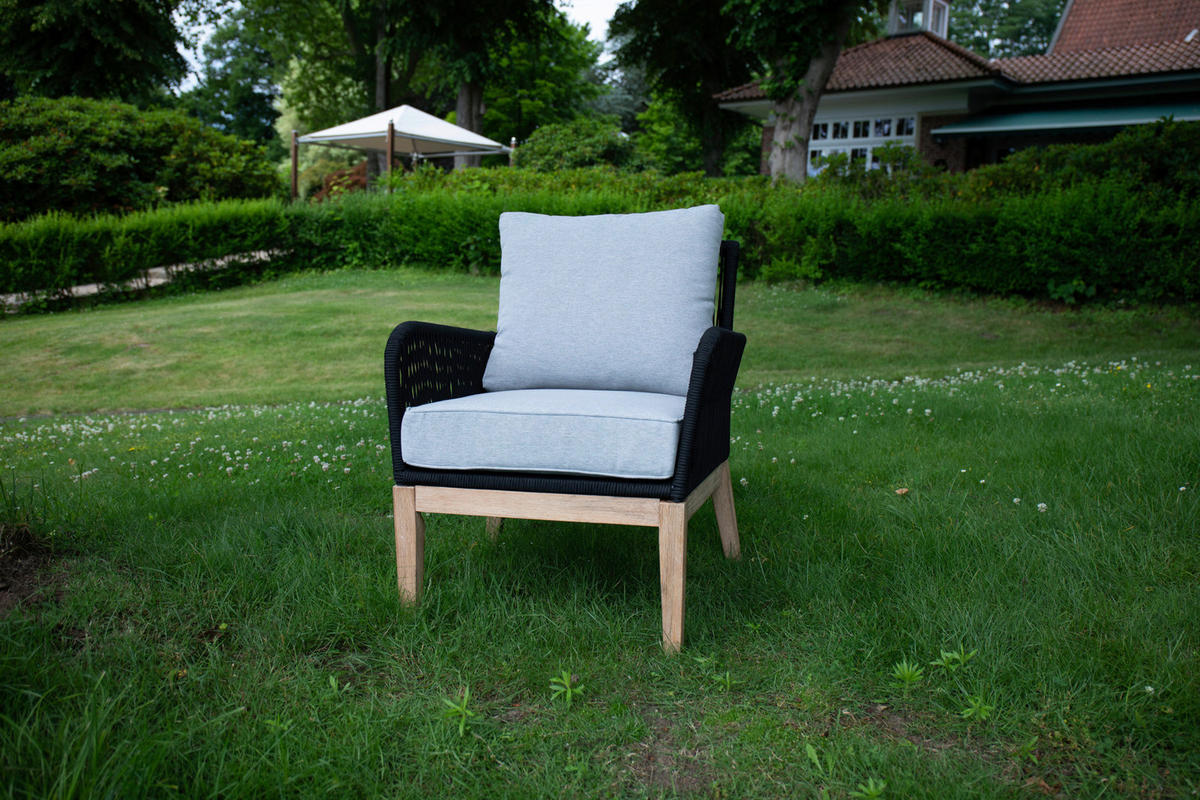 LOUNGEGARNITUR   135/90/73 cm  - Anthrazit/Hellgrau, Basics, Holz/Textil (135/90/73cm) - Acamp