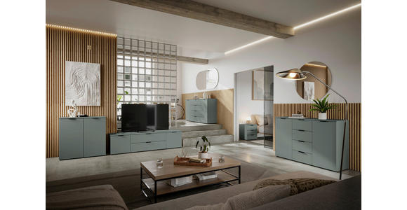 SIDEBOARD in 135/90/40 cm - Salbeigrün/Schwarz, Basics, Holzwerkstoff/Kunststoff (135/90/40cm) - Carryhome