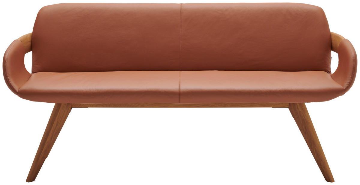SITZBANK 182,5/86,5/58,5 cm  in Eichefarben, Cognac  - Eichefarben/Cognac, Natur, Leder/Holz (182,5/86,5/58,5cm) - Valnatura