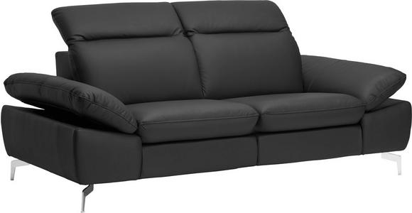 ZWEISITZER-SOFA in Leder, Metall, Textil Chromfarben, Dunkelgrau - Chromfarben/Dunkelgrau, Design, Leder/Textil (200/80/104cm) - Xora