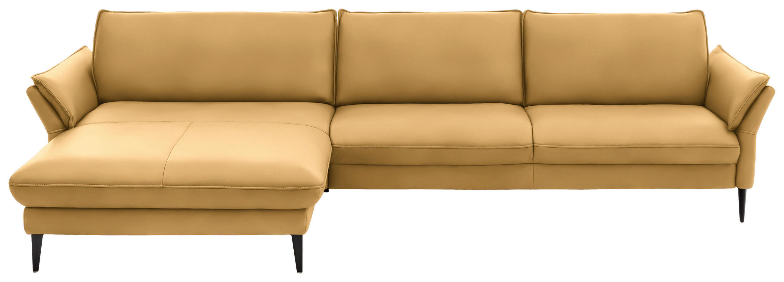 ECKSOFA in Echtleder Gelb  - Gelb/Schwarz, Design, Leder/Metall (172/334cm) - Hukla