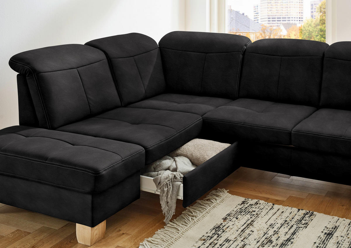 WOHNLANDSCHAFT in Mikrofaser Anthrazit  - Wildeiche/Anthrazit, Konventionell, Holz/Textil (243/343/185cm) - Voleo
