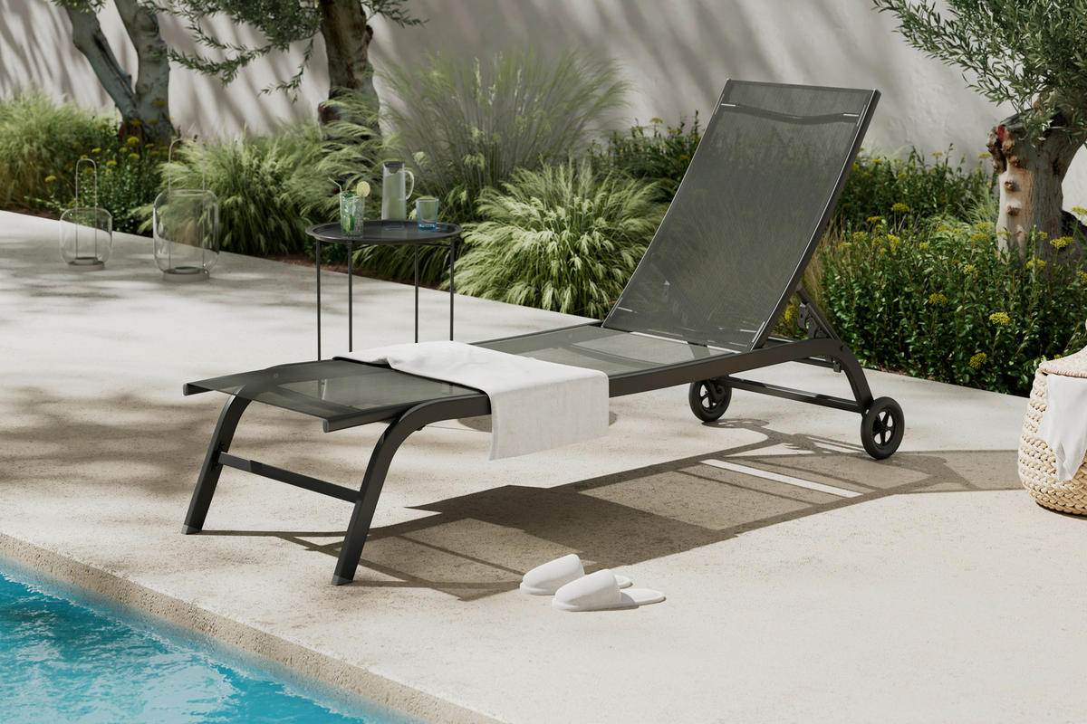 SOLSÄNG   192/60/93 cm  - grå, Basics, metall/textil (192/60/93cm) - Ambia Garden