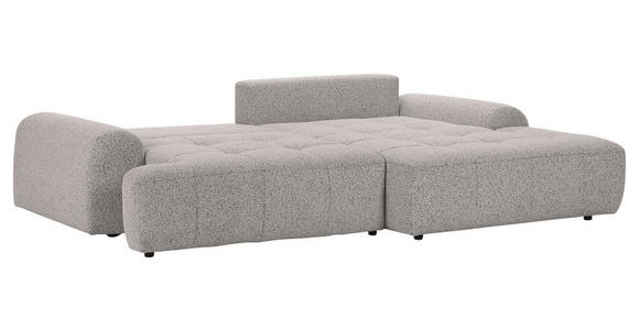 Ecksofa mit Funktion Grau Flachgewebe Zierkissen, Rückenkissen, Bettkasten, Schlaffunktion, Rücken echt, Liegefläche im Originalstoff  - Schwarz/Grau, KONVENTIONELL, Kunststoff/Textil (277/190cm) - Carryhome