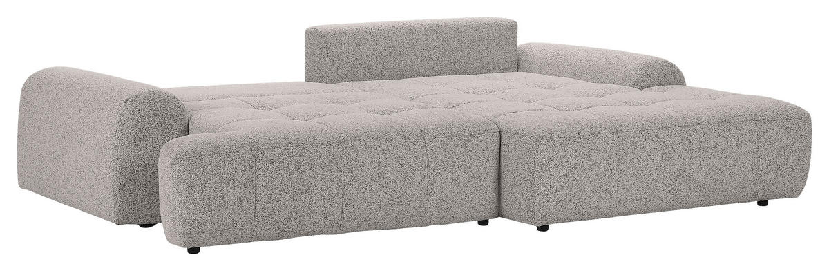 Ecksofa mit Funktion Grau Flachgewebe Zierkissen, Rückenkissen, Bettkasten, Schlaffunktion, Rücken echt, Liegefläche im Originalstoff  - Schwarz/Grau, KONVENTIONELL, Kunststoff/Textil (277/190cm) - Carryhome