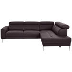 ECKSOFA in Echtleder Braun  262/213 cm  - Chromfarben/Braun, Design, Leder/Metall (262/213cm) - Hom`in