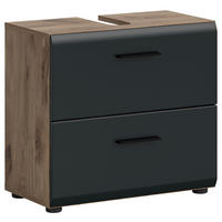 WASCHBECKENUNTERSCHRANK 60/55/30 cm  - Eiche dunkel/Schwarz, Basics, Holzwerkstoff/Kunststoff (60/55/30cm) - MID.YOU