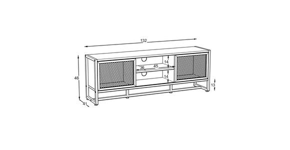 LOWBOARD 132/46/41 cm  - Anthrazit/Schwarz, MODERN, Holzwerkstoff/Metall (132/46/41cm) - Novel