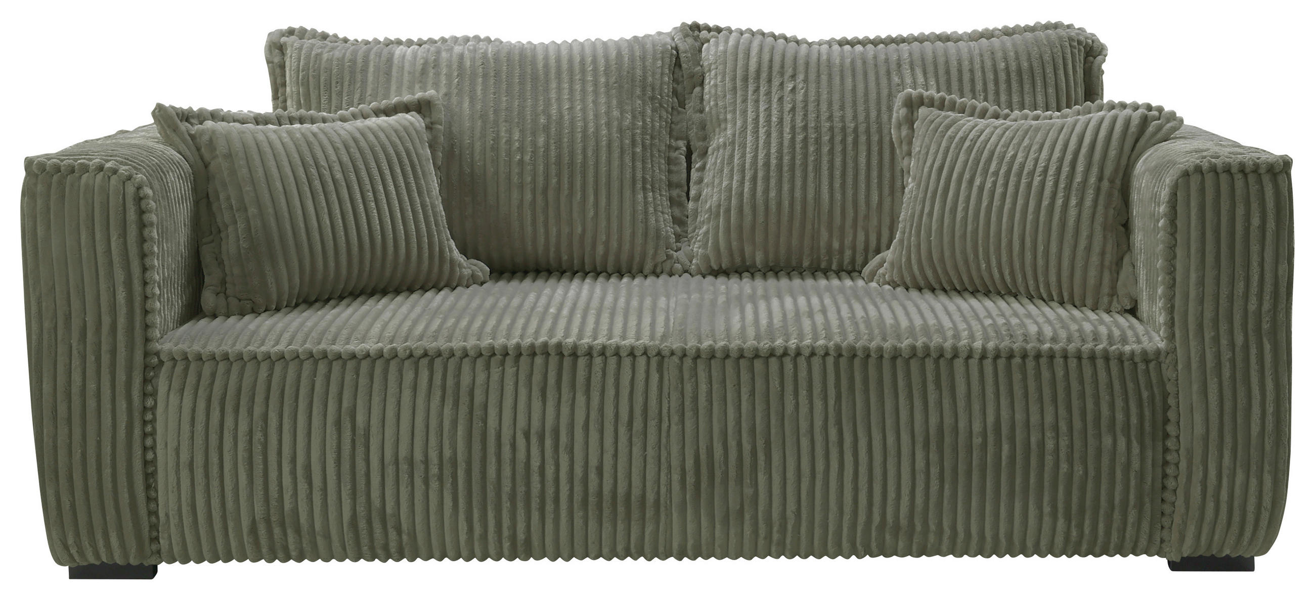 SOFA in Cord Grün  - Schwarz/Grün, Design, Holz/Textil (223/95/121cm) - MID.YOU